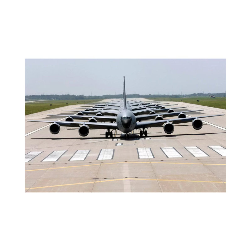 Six KC-135 Stratotankers Demonstrate The Elephant Walk Formation by Stocktrek Images - Wrapped Canvas Print