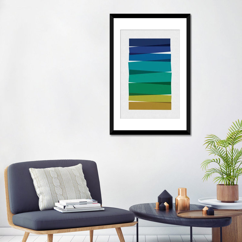 « rayures i », impression sur toile, Papier d'art encadré noir, Blanc, H 32 po x l 24 po x P 1 po