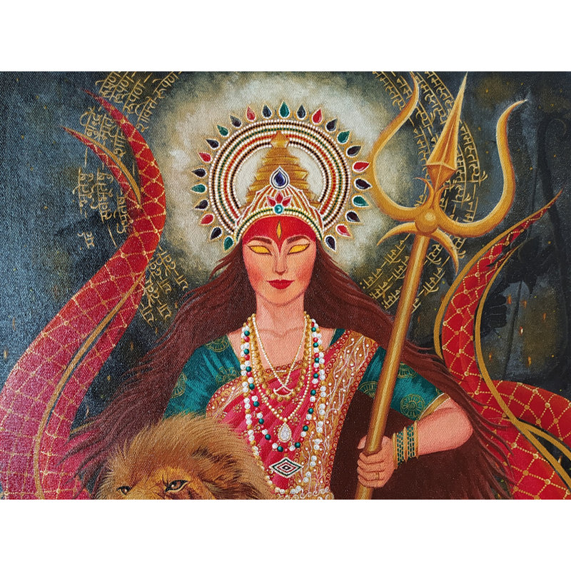 Sherawali Maa, peinture par Sneha Singh | Acrylique sur toile