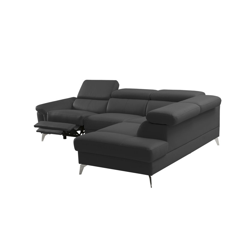 Debanos Vegan Leather Corner Sectional, Right Hand Facing, Black