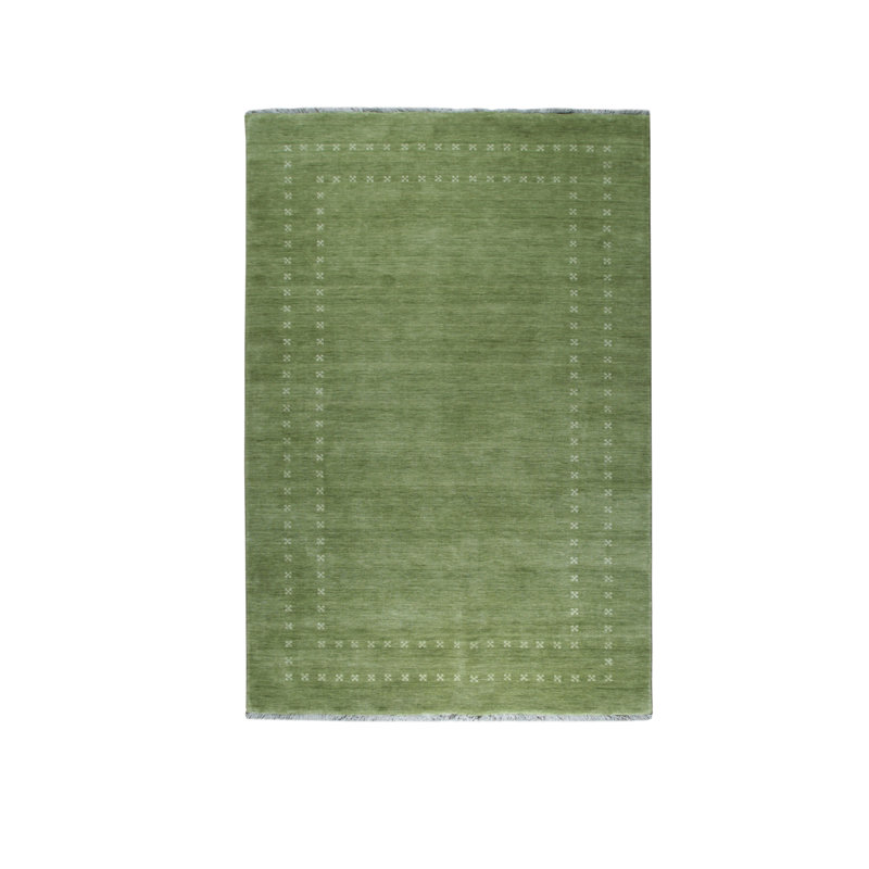 Tapis transitionnel uni en laine fait à la main Northome Olive, Rectangulaire 4 pi x 6 pi