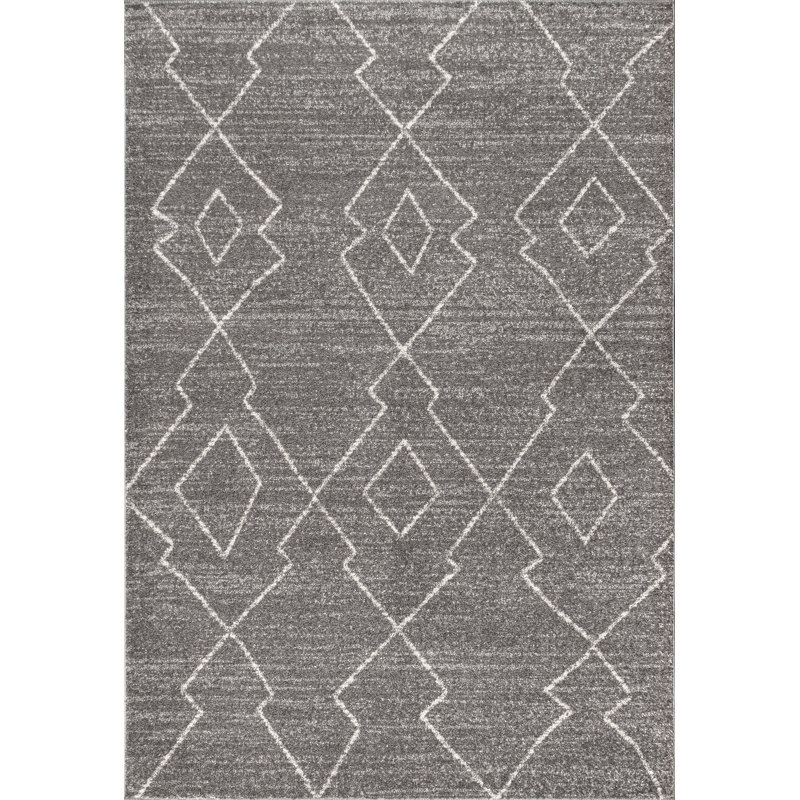 Bradsher Moroccan Beni Souk Gray/Cream Rug, Rectangle 3' x 5'