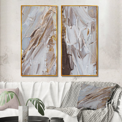 «Abstract Beige Brown Brush», ensemble de 2 peintures sur toiles