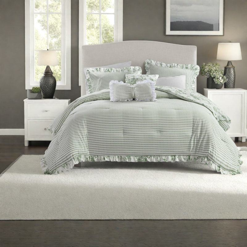 Premium King Bedding Sets, Soft Polyester, Modern Floral Ruffle for Home