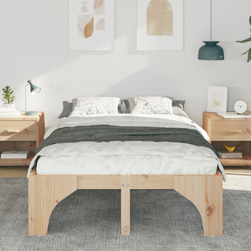 Solid Wood Bed, Natural, Double (4'6)