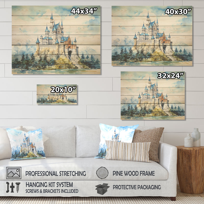 Fortress Castle In The Mountains - Châteaux sur bois, H 10 po x l 20 po x P 0,78 po