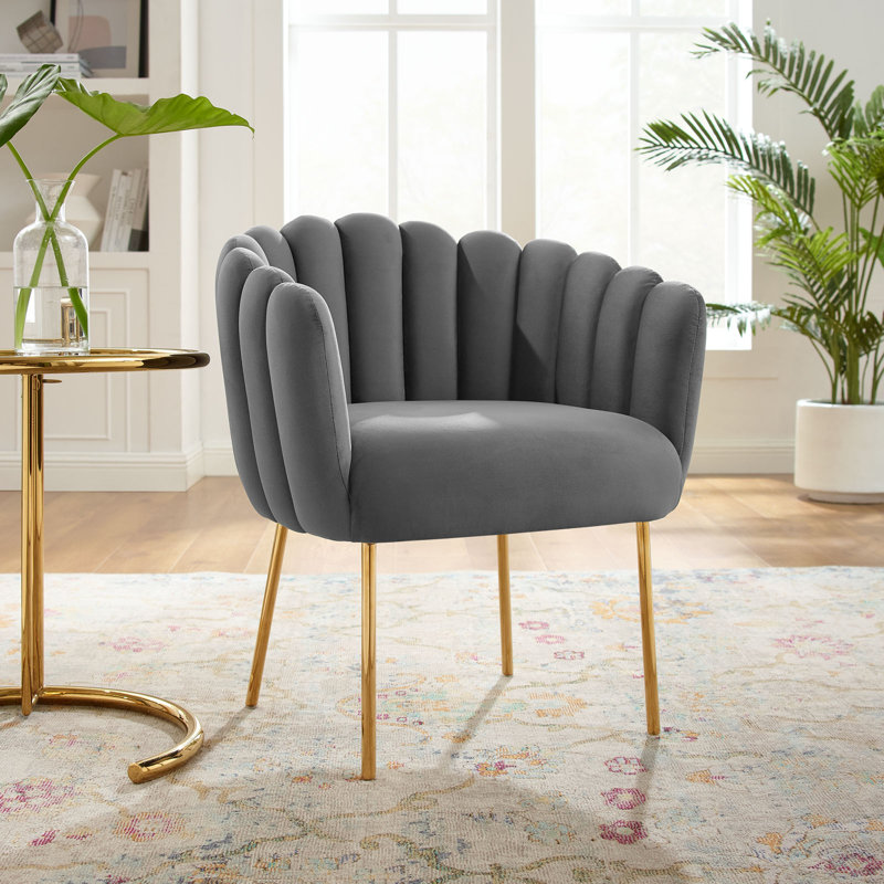 Fauteuil Sanna Channel, Velours gris