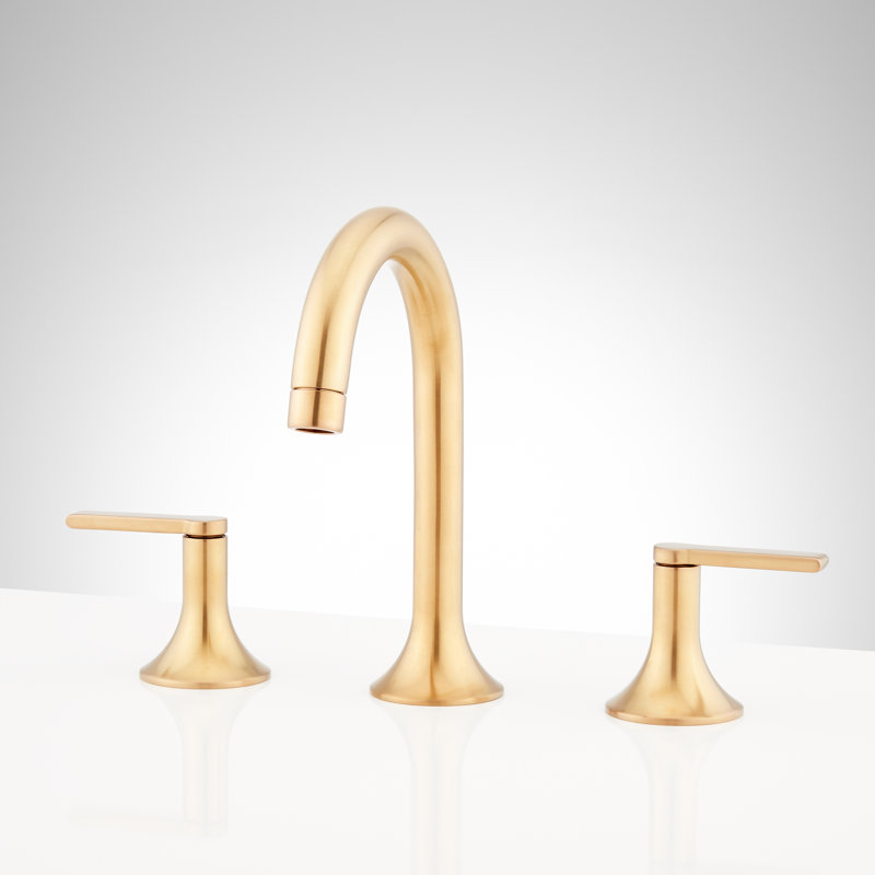 Lentz 1.2 GPM Widespread Bathroom Faucet with Lever Handles, Brushed Gold, Lever Handle