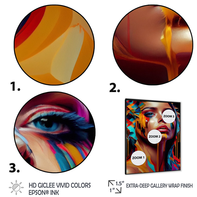 «Vibrant Creative Woman Portrait VII», impression sur toile, H 44 po x l 34 po x P 1,5 po