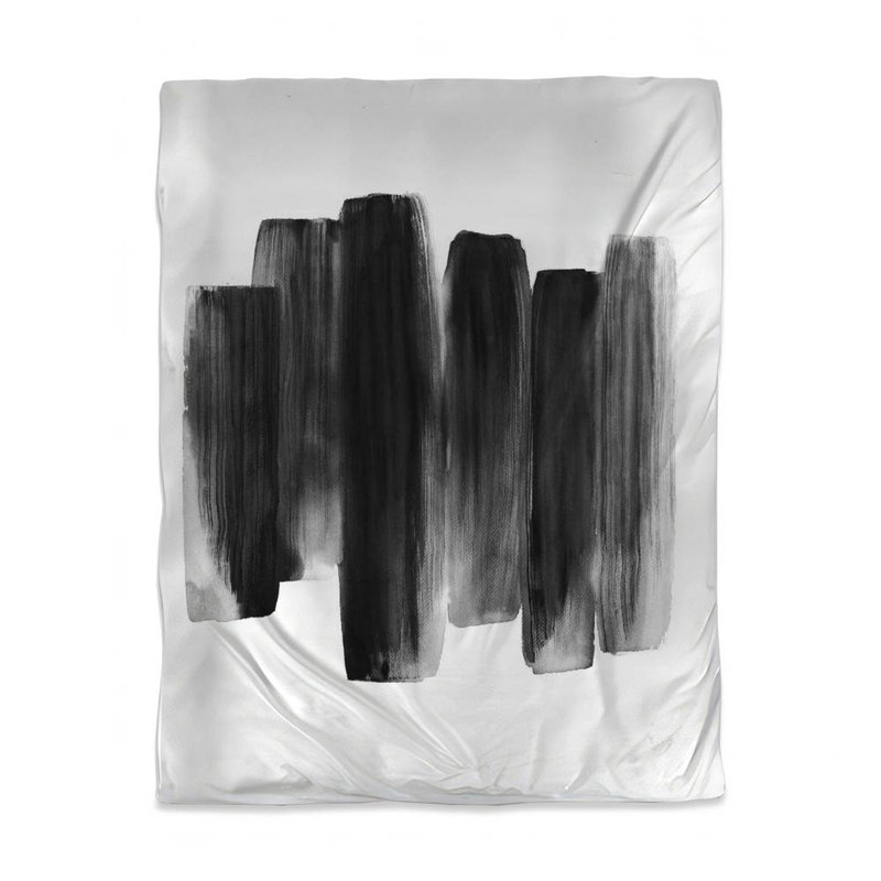 Polyester Sateen Duvet Cover, Twin Duvet, Blue Black Shapes