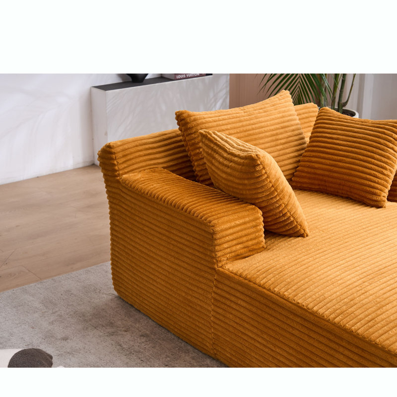 Chaise longue surdimensionnée, Velours côtelé orange