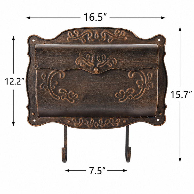 Boîte aux lettres murale avec porte-journal, boîte aux lettres décorative en métal