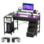Bureau de jeu en L réversible avec station de charge, support pour écran réglable et tablettes de rangement, bureau d'ordinateur pour bureau à domicile avec éclairage DEL-116272426