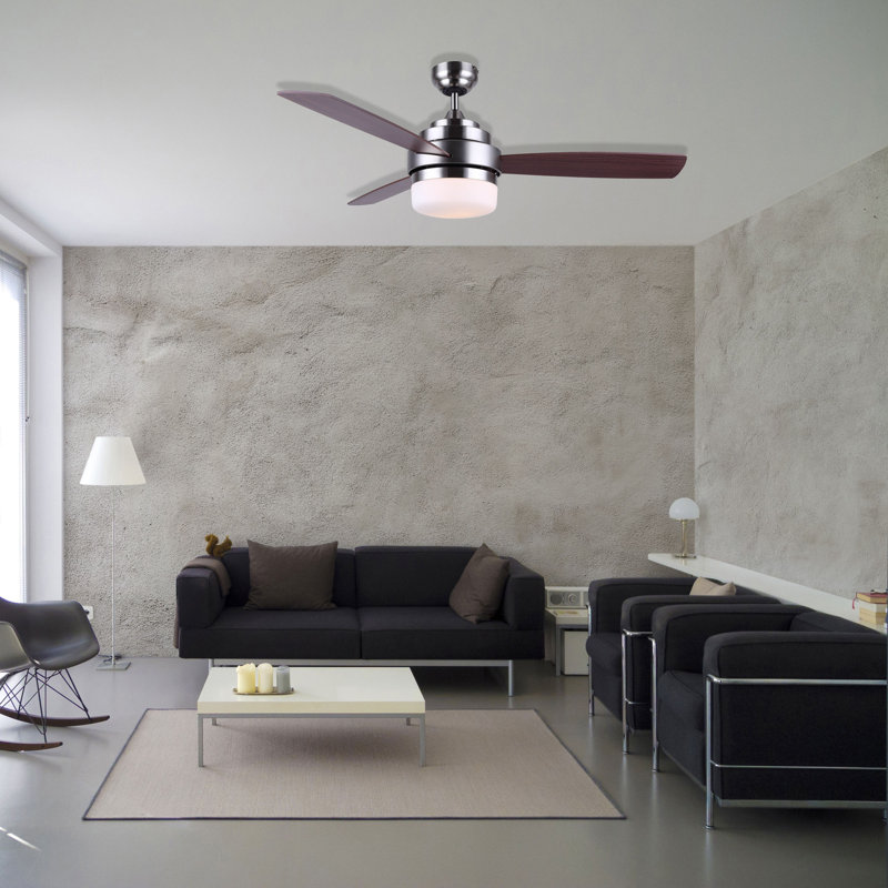 Mahogany and Nickel 52" Ceiling Fan with Remote and Light Kit
