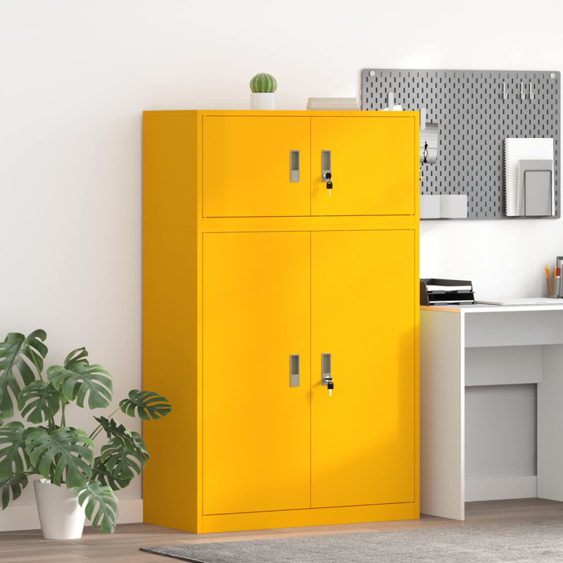Storage Cabinet, Mustard Yellow