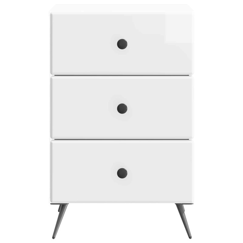 43cm W Manufactured Wood Bedside Table, High Gloss White