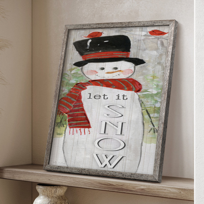 «Snowman Let It Snow», reproduction encadrée - bois massif, H 11 po x l 9 po