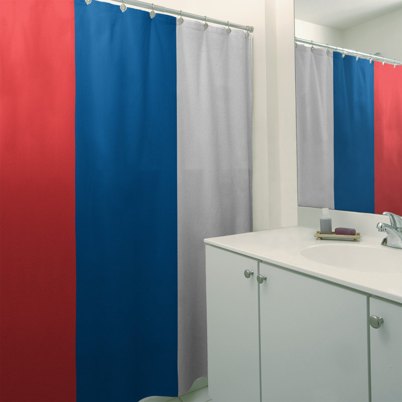 Shower Curtain with Liner Included, No, Red/Blue/White
