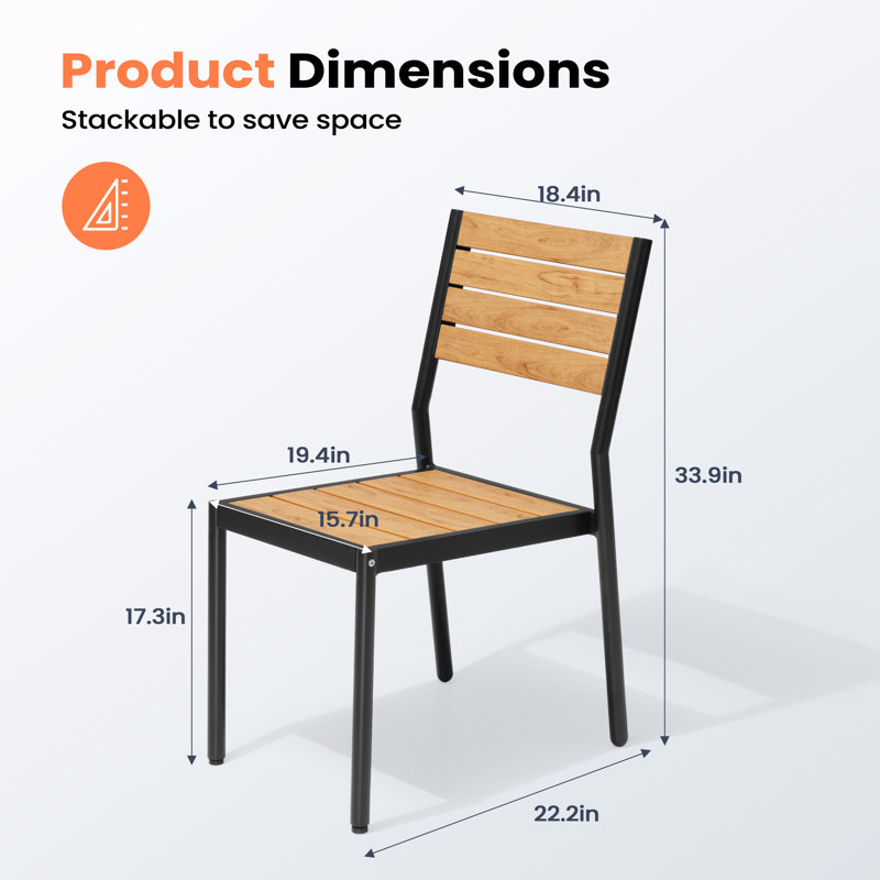 Deen Auminum Stackable Outdoor Dining Chair, Brown, 2