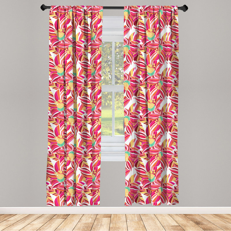 Floral Semi-Sheer Rod Pocket Curtain Panels, 28" x 95"