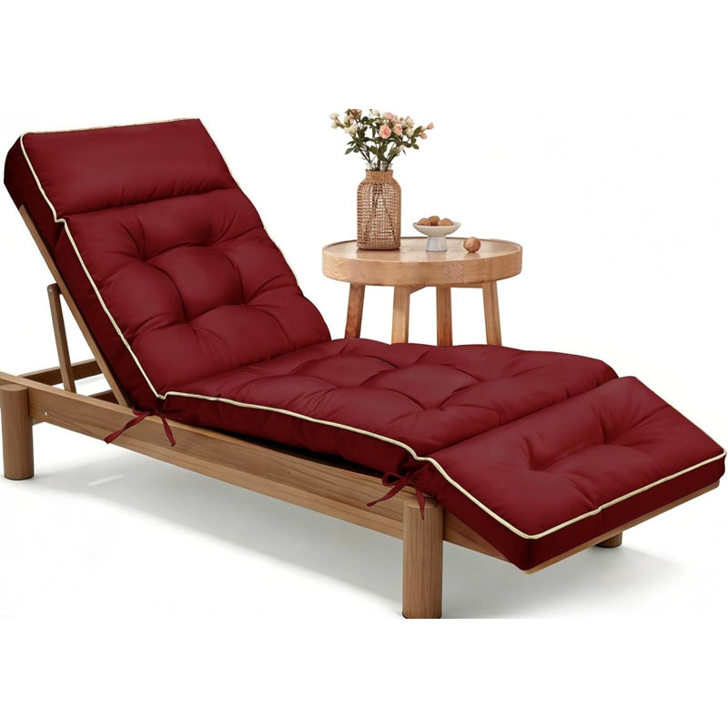 Coussin de chaise longue d'extérieur en mousse à mémoire de forme 74 x 22 pouces bourgogne
