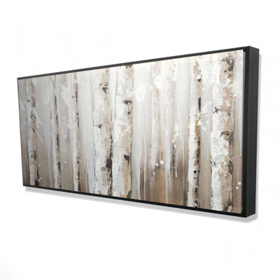 " White Birches On Gray Background "