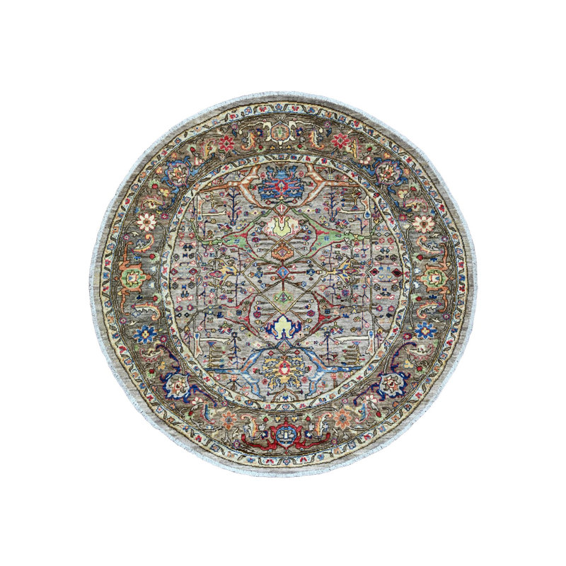 Tapis gris en laine noué à la main 6 pi x 6 pi Bijar Garus AB00985A83E14CBB9BE5BE2ADB852B53