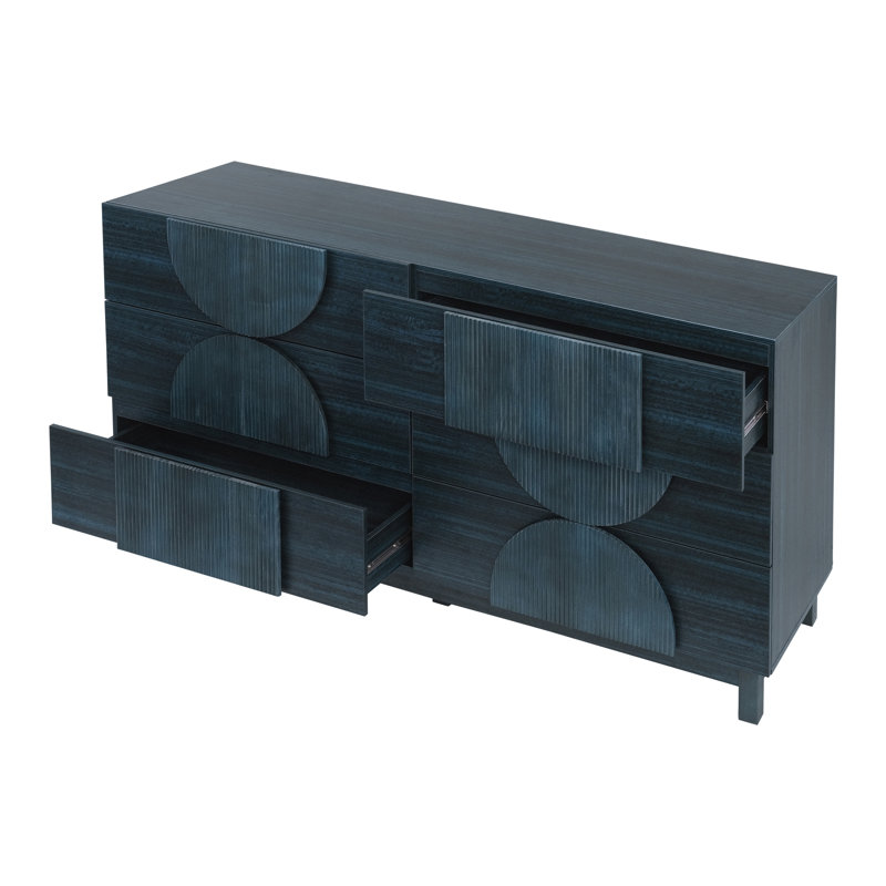 Commode double 6 tiroirs, Bleu