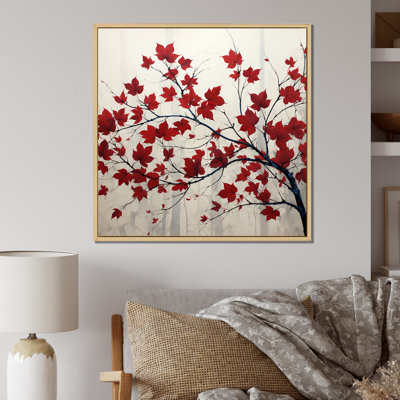 Red Leaves Scarlet Simplicity - Leaves Framed Wall Art
