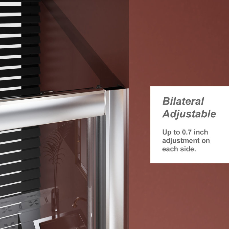 Single Sliding Shower Door For Bathtub, 60 In W X 62 H, Clear Tempered Glass, Aluminum Frame, Zinc Alloy Rollers, Smooth And Safe Glide, Waterproof Layout Design Wide High Door, 1/5 Inch Thick