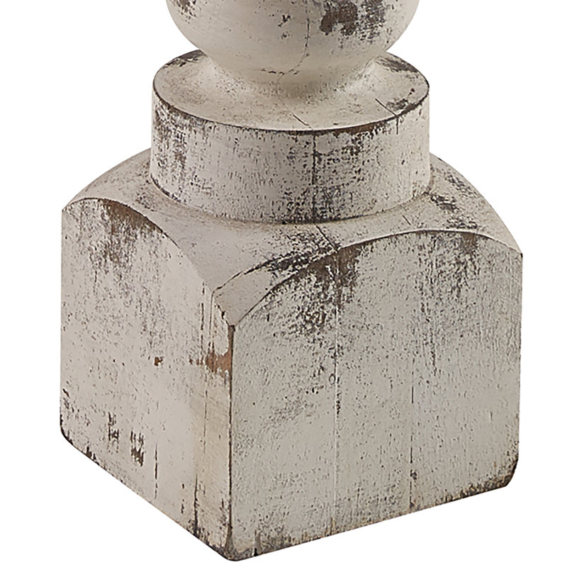 15'' H Wood Tabletop Candlestick, White
