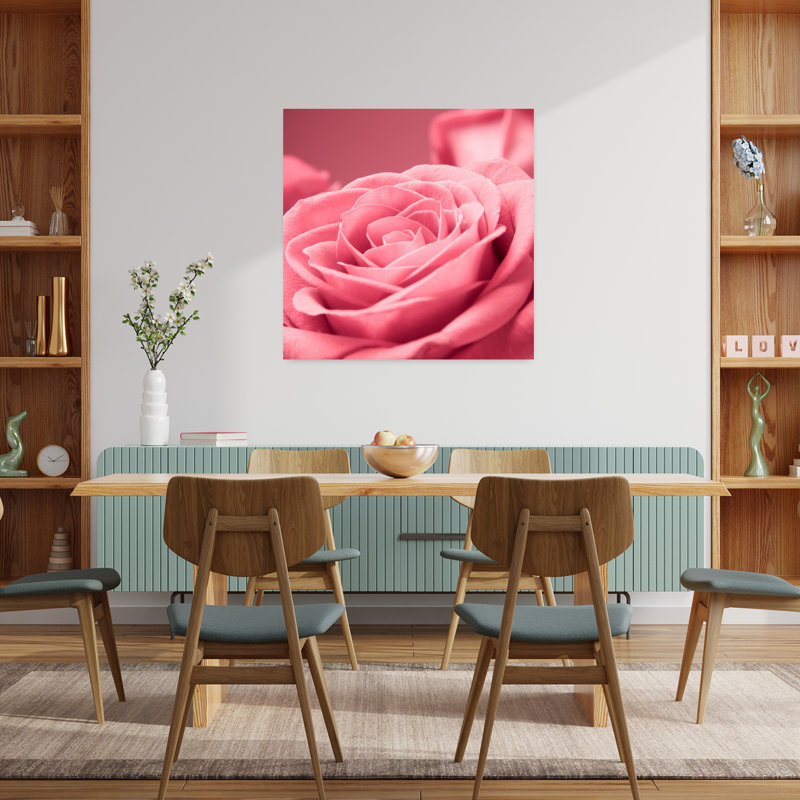 Art floral contemporain abstrait rose, H 36 po x l 36 po