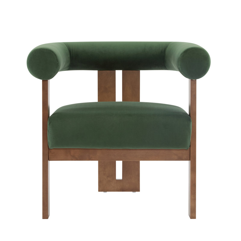 Fauteuil d'appoint rembourré en velours Faiella, Vert forêt