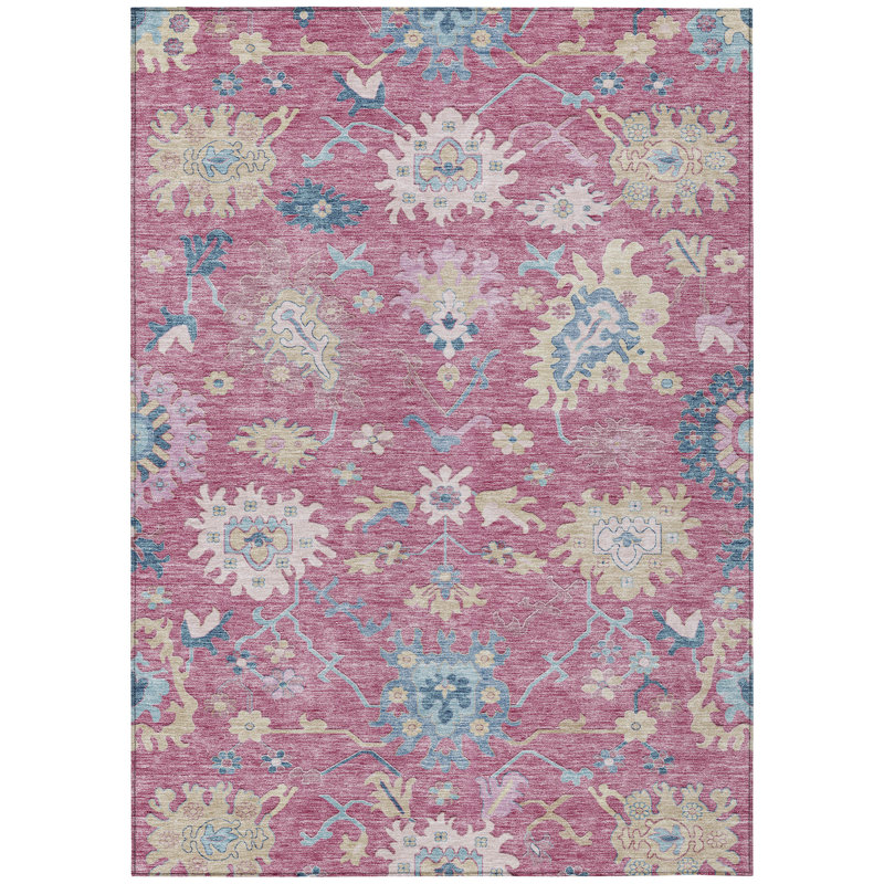 Machine Washable Indoor/Outdoor Chantille ACN1154 Pink Rug, Rectangle 9' x 12'
