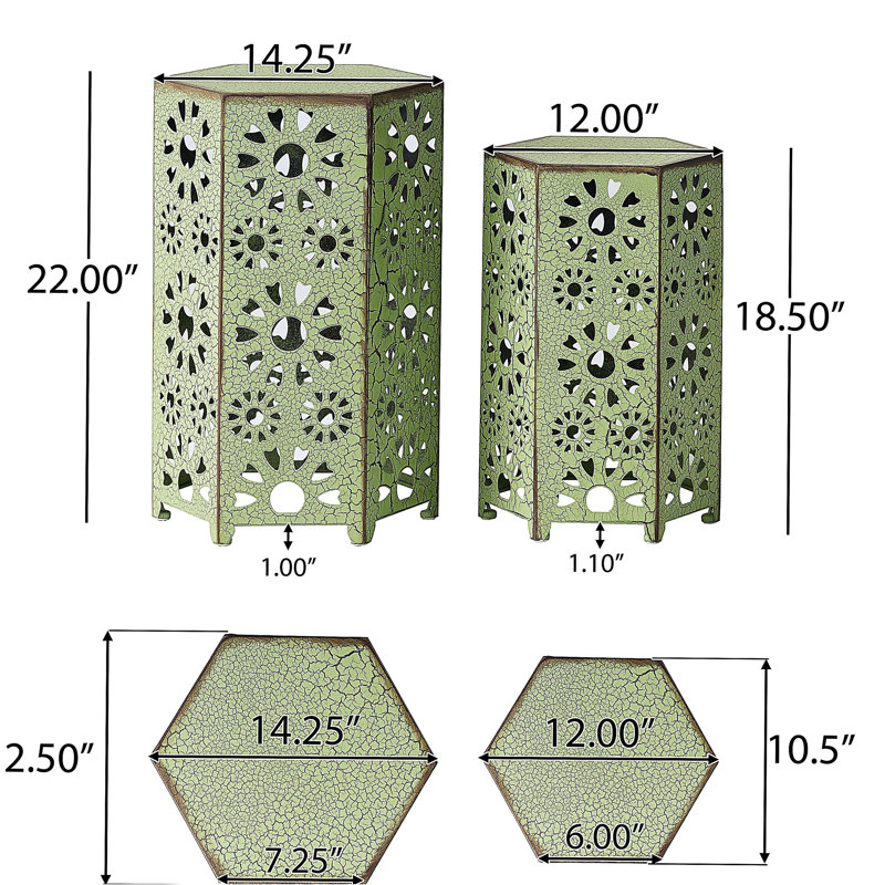 Table d'appoint d'extérieur ELiana, 2 pièces, Vert