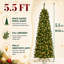 Pre-Lit Pencil Christmas Tree, 4.5-9ft Prelit Noble Fir Slim Artificial Tree with  Warm White LED Lights, PVC Branch Tips, Perfect for Small Spaces & Corner Decor, Foldable Metal Stand-2139383553