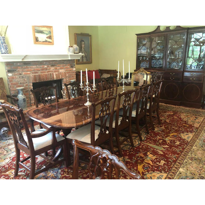 Multi-Banded Mahogany Dining Table