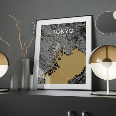 Tokyo City Map In Luxe - No Frame Print