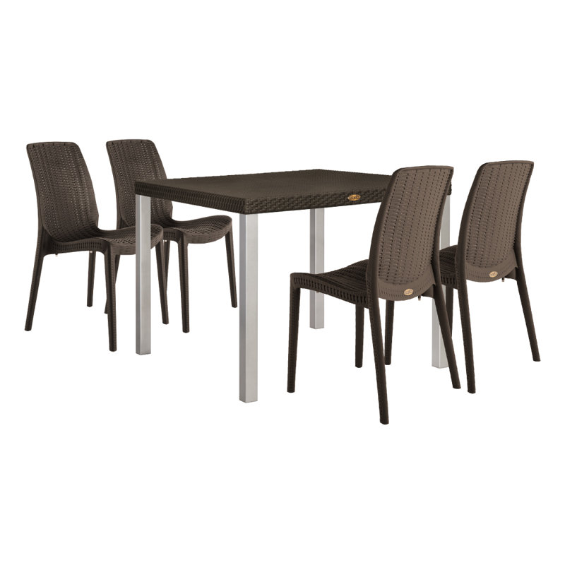 Angelene 4 - Person Patio Dining Set with Square Table, Brown