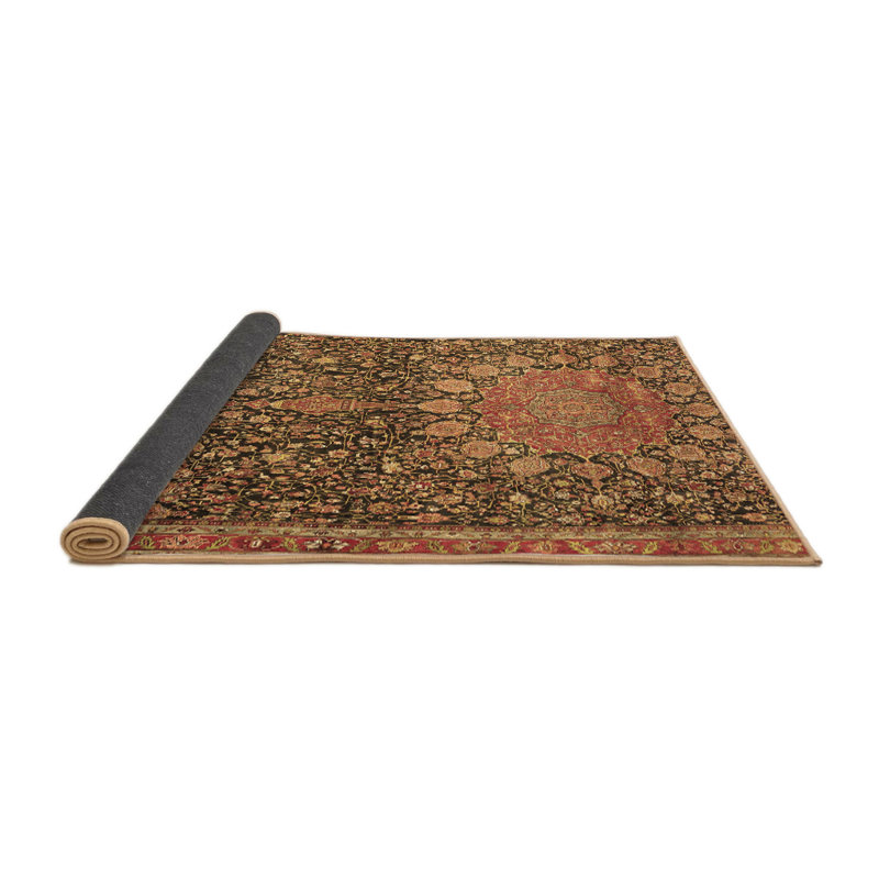Tapis oriental noir / rouge tissé à la machine Josael, Rond 3 pi