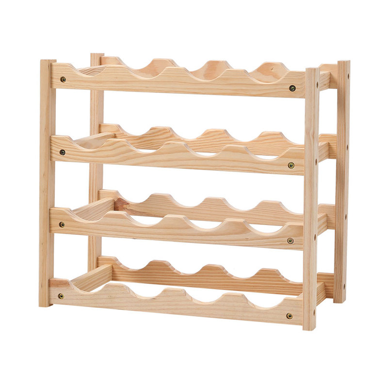 16 Bottle Open Shelving Wine Bottle Rack Wooden