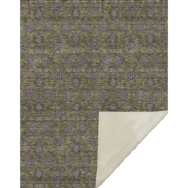 Jeté floral Sherpa ASB702 Addison, Olive