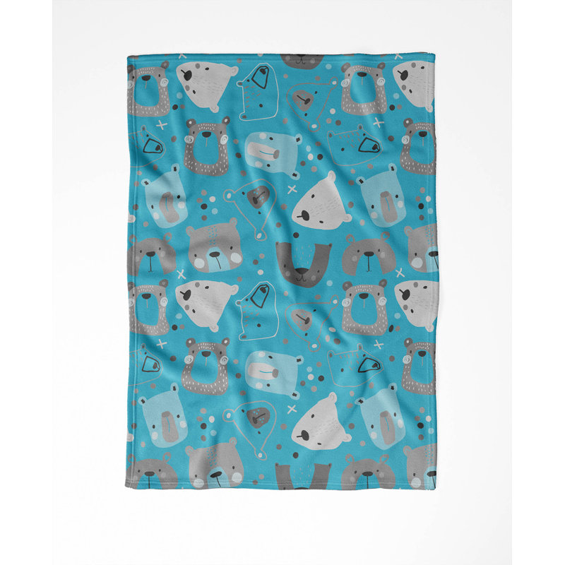 Bear Face, 60" W x 80" L, Blue