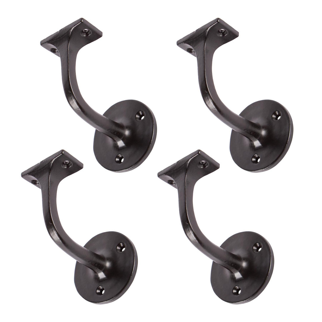 Hammer & Tongs - Wrought Iron Handrail Bracket - D75mm x H85mm - Black