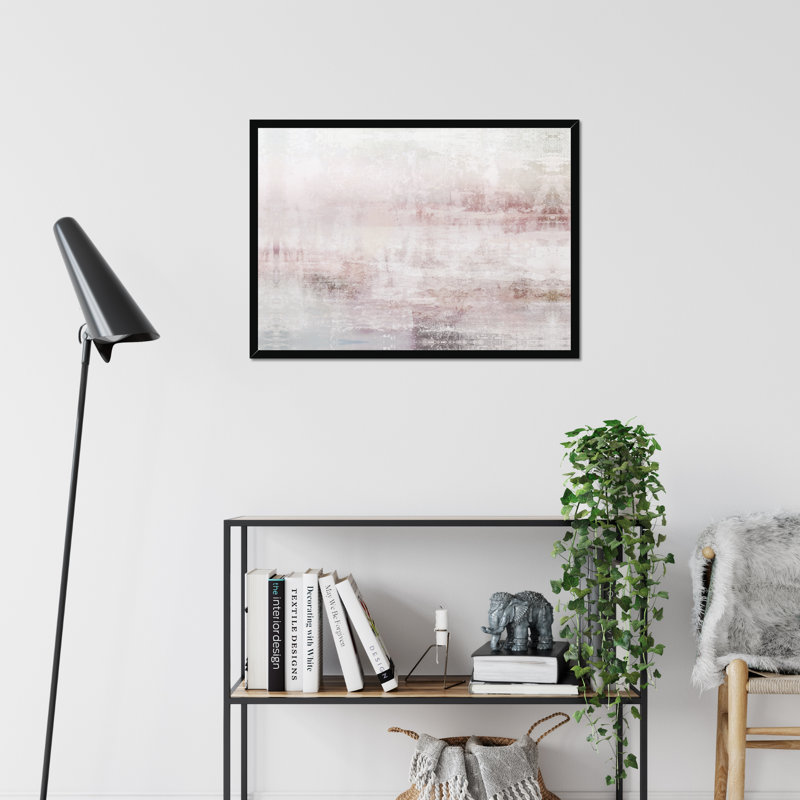 Merlot Blush Abstract - Painting Print, Black Framed Paper Print, 34cm H x 50cm W x 2.3cm D