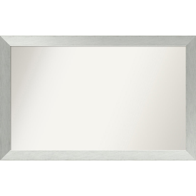 Miroir de salle de bain mural en argent brossé sans cadre, Rectangle, 28 po x 44 po