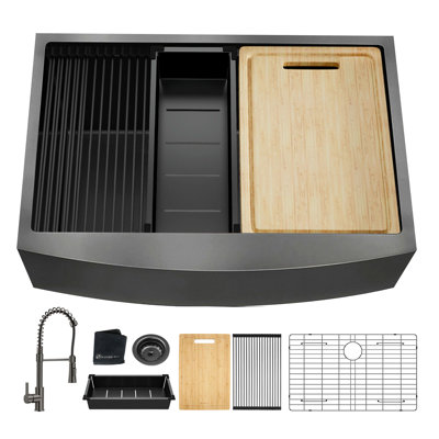 Évier de cuisine simple 33 po x 22 po en acier inoxydable de calibre 18 avec lavabo de cuisine en acier inoxydable