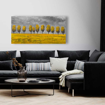 Yellow Trees in a Field - Contemporary Canvas Home Decor