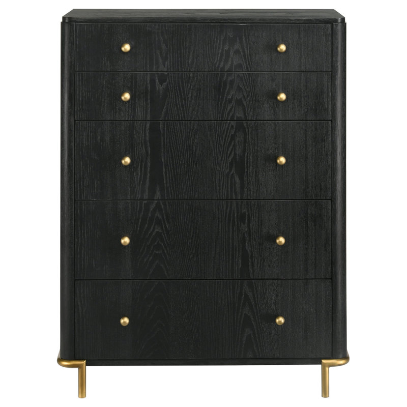Commode 5 tiroirs Anser, Noir