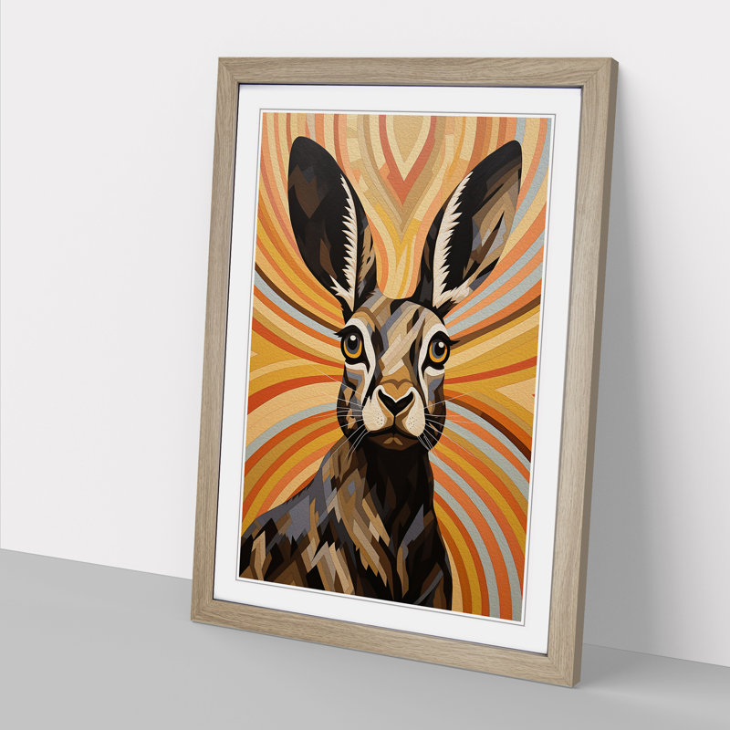 Hare Op - Single Picture Frame Print on Wood, 64cmH x 46cmW